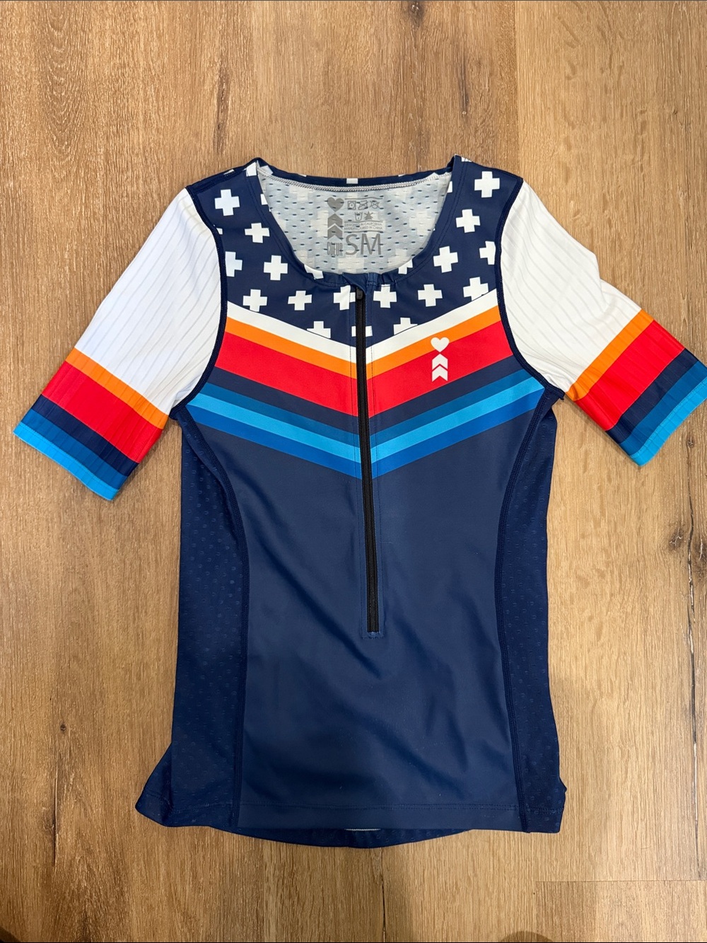 Coeur Cycling Triathlon Jersey Small Red White and Blue